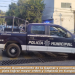Cumplen Ayuntamiento de la Capital y comerciantes convenio para lograr mayor orden y limpieza en tianguis sabatino.