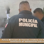 Policía Municipal de Tlaxcala colabora con Fiscalía en verificación de mandamiento judicial.
