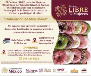 Invitan a mujeres de Ixtenco a capacitarse para el autoempleo mediante taller gratuito de elaboración de mini donas