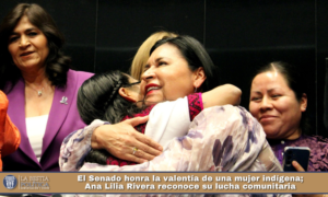 El Senado honra la valentía de una mujer indígena; Ana Lilia Rivera reconoce su lucha comunitaria.