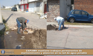 CAPAMH mantiene trabajos permanentes de mantenimiento y atención en la red de agua potable.
