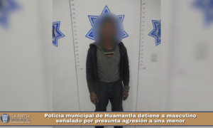 Policía municipal de Huamantla detiene a masculino señalado por presunta agresión a una menor.