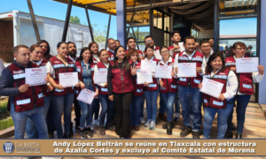 Andy López Beltrán se reúne en Tlaxcala con estructura de Azalia Cortés y excluye al Comité Estatal de Morena.