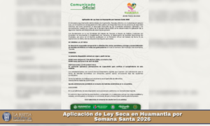 Aplicación de Ley Seca en Huamantla por Semana Santa 2026.
