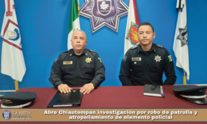 Abre Chiautempan investigación por robo de patrulla y atropellamiento de elemento policial.