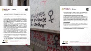 Marcha 8M en Tlaxcala deja daños en monumentos históricos, reporta el INAH.