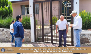 Avanzan apoyos sociales con entrega de calentadores solares en Amaxac de Guerrero.