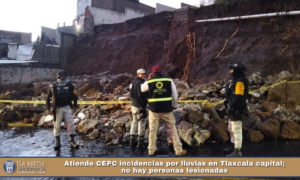 Atiende CEPC incidencias por lluvias en Tlaxcala capital; no hay personas lesionadas.