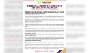 Posicionamiento del Gobierno del Estado de Tlaxcala.