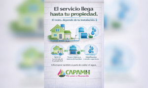 CAPAMH informa sobre el alcance del suministro de agua potable en los hogares.