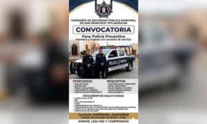 Tetlanohcan abre convocatoria para integrar nuevos elementos a la Policía Municipal.