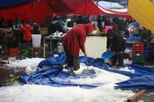 Evalúa Gobierno de Tlaxcala daños por lluvia en la capital y otros municipios.