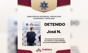 Policía Municipal asegura a masculino por alterar el orden público en Tlapancalco.