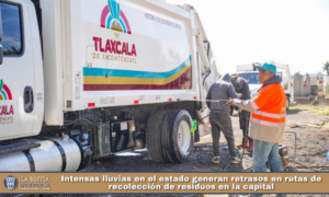 Intensas lluvias en el estado generan retrasos en rutas de recolección de residuos en la capital.