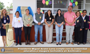 Presidente Miguel Acatzi Luna cumple con la comunidad educativa e inaugura techumbre en Xochicalco.