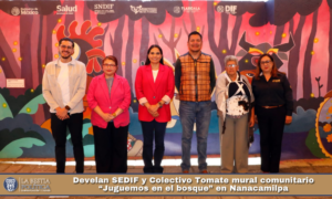 Develan SEDIF y Colectivo Tomate mural comunitario “Juguemos en el bosque” en Nanacamilpa.