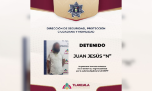 Policía Municipal de Tlaxcala detiene a masculino por alterar el orden público en La Loma Xicohténcatl.