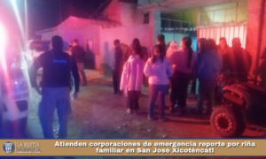 Atienden corporaciones de emergencia reporte por riña familiar en San José Xicoténcatl.
