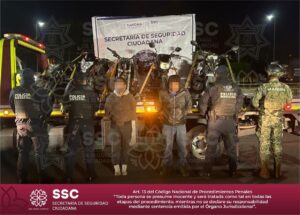 Denuncia ciudadana permite a la SSC recuperar cuatro motocicletas con predenuncia de robo en Tizatlán.