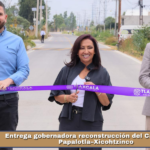 Entrega gobernadora reconstrucción del Camino Real Papalotla–Xicohtzinco.