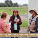 La Presi en tu Puerta llega a San Antonio Segundo; Aline Lazo escucha y atiende de manera directa.