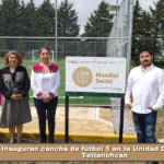 Inauguran cancha de fútbol 5 en la Unidad Deportiva de Tetlanohcan.