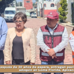 Después de 30 años de espera, entregan pavimentación de adoquín en Loma Florida, Apizaco.