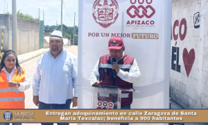 Entregan adoquinamiento en calle Zaragoza de Santa María Texcalac; beneficia a 900 habitantes.