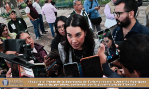 “Seguiré al frente de la Secretaría de Turismo federal”: Josefina Rodríguez descarta, por ahora, contender por la gubernatura de Tlaxcala.