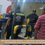 Brigadas municipales y estatales atienden de manera simultánea tres emergencias en Chiautempan.