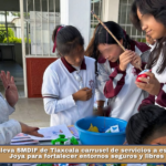 Lleva SMDIF de Tlaxcala carrusel de servicios a estudiantes en La Joya para fortalecer entornos seguros y libres de violencia.