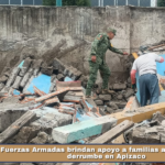 Fuerzas Armadas brindan apoyo a familias afectadas por derrumbe en Apizaco.