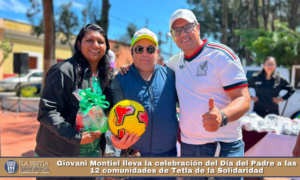 Giovani Montiel lleva la celebración del Día del Padre a las 12 comunidades de Tetla de la Solidaridad.