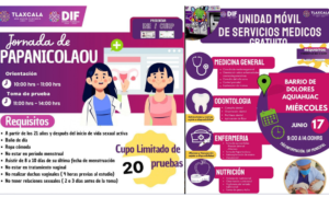 DIF Tetlanohcan acerca servicios médicos gratuitos y jornada de Papanicolaou a Dolores Aquiahuac.