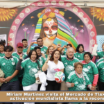 Miriam Martínez visita el Mercado de Tlaxcala, con activación mundialista llama a la reconciliación.