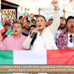 Encabeza Ana Lilia Rivera asamblea informativa en Zacatelco para seguir mensaje de la presidenta Sheinbaum.