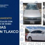 FGJE asegura tres vehículos con reporte de robo tras cateo en Tlaxco.