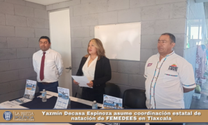 Yazmín Decasa Espinoza asume coordinación estatal de natación de FEMEDEES en Tlaxcala.