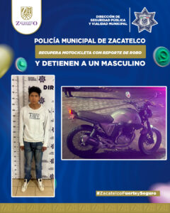 Policía de Zacatelco recupera moto robada y detiene a conductor.