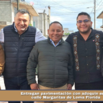 Entregan pavimentación con adoquín en la calle Margaritas de Loma Florida.