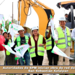 Autoridades de SPM inician obra de red de drenaje en San Sebastián Xolalpan.