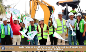 Autoridades de SPM inician obra de red de drenaje en San Sebastián Xolalpan.