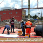 Ayuntamiento de Tlaxcala realiza trabajo de impermeabilización en la Unidad de Bienestar para tu Salud.