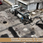 Atiende Ayuntamiento de Tlaxcala vialidades con bacheo en Ocotlán.
