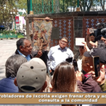 Pobladores de Ixcotla exigen frenar obra y acusan falta de consulta a la comunidad.