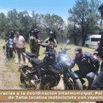 Gracias a la coordinación intermunicipal, Policía Municipal de Tetla localiza motocicleta con reporte de robo.