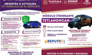 Tetlanohcan recibirá el Módulo Itinerante del REPUVET para brindar trámites gratuitos a la ciudadanía.