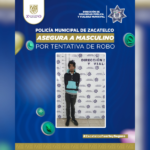 Aseguran a masculino por tentativa de robo en Zacatelco.
