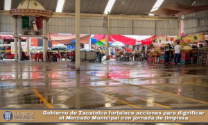 Gobierno de Zacatelco fortalece acciones para dignificar el Mercado Municipal con jornada de limpieza.