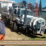 Con camión Váctor, Ayuntamiento de Tlaxcala interviene la infraestructura del Cobat plantel 01 para prevenir riesgos sanitarios.